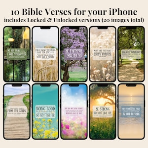 Christian Bible Verse iPhone Wallpaper Bundle | 10 Designs for Lock & Unlocked Screens | Digital High Res