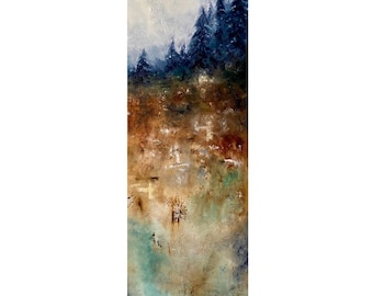 Cliff With Trees Painting 12x36 Giclee Print “Tettegouche”