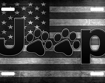 Paw Print Dog Cat White on Black Novelty Metal Vanity Tag License Plate