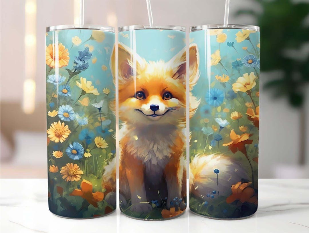 Baby Fox 20 Oz Skinny Tumbler Sublimation Design Digital Download PNG ...