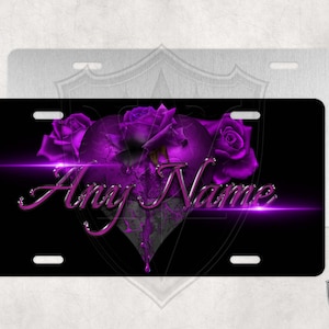 Purple Custom License Plate - Custom Car Tag - Personalized License Plate - Purple Bleeding Rose