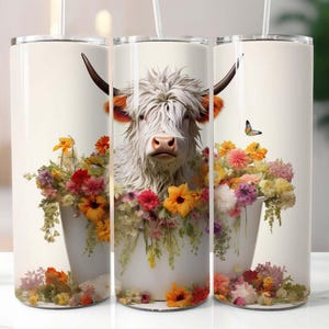 3D Highland Kuh Baby 20 Unzen Skinny Tumbler Sublimation Design Digital Download PNG Instant, Kuhbecher, Baby Highland Kuh Becher