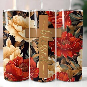 Blessed Peonies 20 oz Skinny Tumbler Sublimation Design Digital Download PNG Instant, 3D Peonies Tumbler