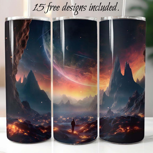 Sci Fi Lost 20 oz Skinny Tumbler Sublimation Design Digital Download PNG Sci Fi tumbler