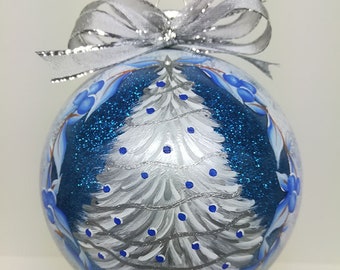 Hand Painted Ornaments Silver Tree