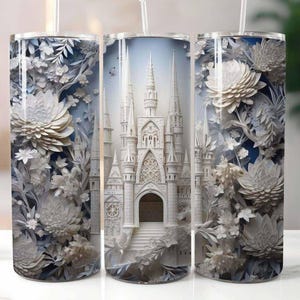 3D Ivory Castle 20 oz Skinny Tumbler Sublimation Design Digital Download PNG Instant, 3D Ivory Castle Tumbler