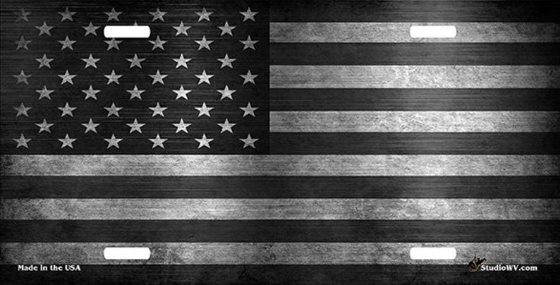 American Flag Custom License Plate Black Bowtie Personalized License Plate Black /& Gray