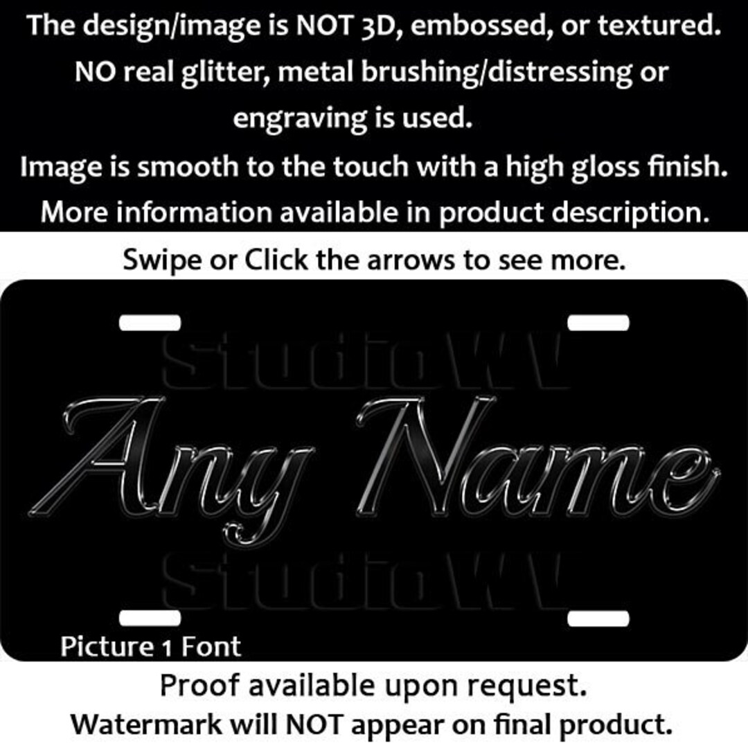 Custom License Plate Custom Car Tag Personalized License Plate Black