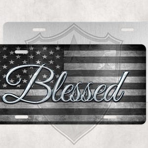 Blessed - Custom License Plate - Personalized License - Custom Car Tag - Black Flag Blessed