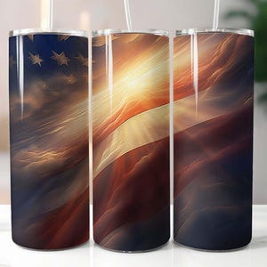 Drapeau américain céleste 20 oz gobelet skinny design en sublimation téléchargement numérique PNG, gobelet drapeau