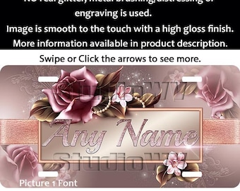 Custom License Plate - Custom Car Tag - Personalized License Plate - Couture Roses - Pink