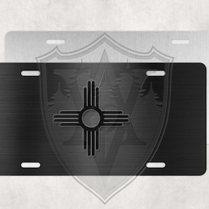 New Mexico - Custom License Plate - Custom Car Tag - Black and gray Zia