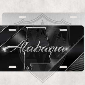Alabama - Custom License Plate - Black Chrome