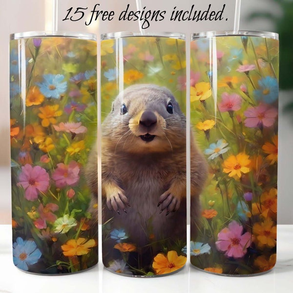 Baby Groundhog 20 oz Skinny Tumbler Sublimation Design Digital Download PNG Instant, Baby Groundhog Tumbler