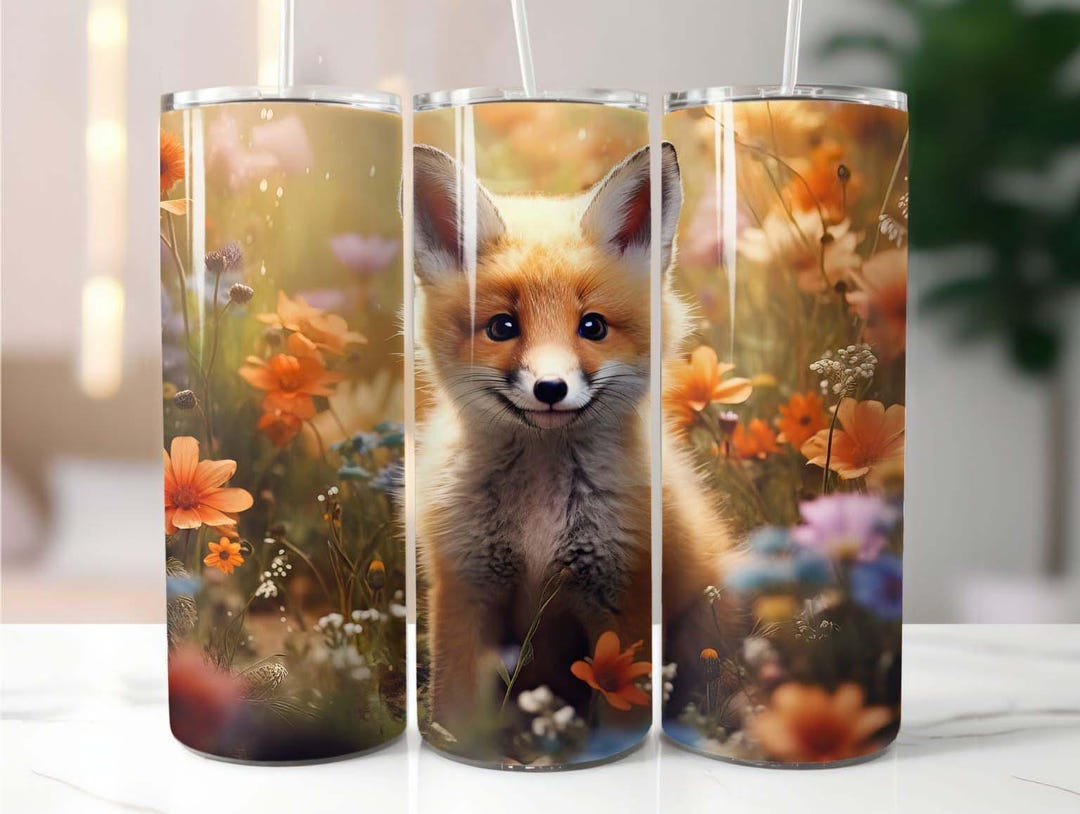 Cute Baby Fox 20 Oz Skinny Tumbler Sublimation Design Digital Download ...