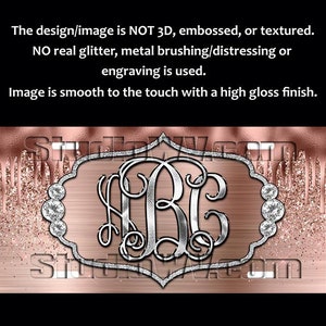 Monogram - Personalized License Plate - Rose Gold Diamond (Not actual glitter)