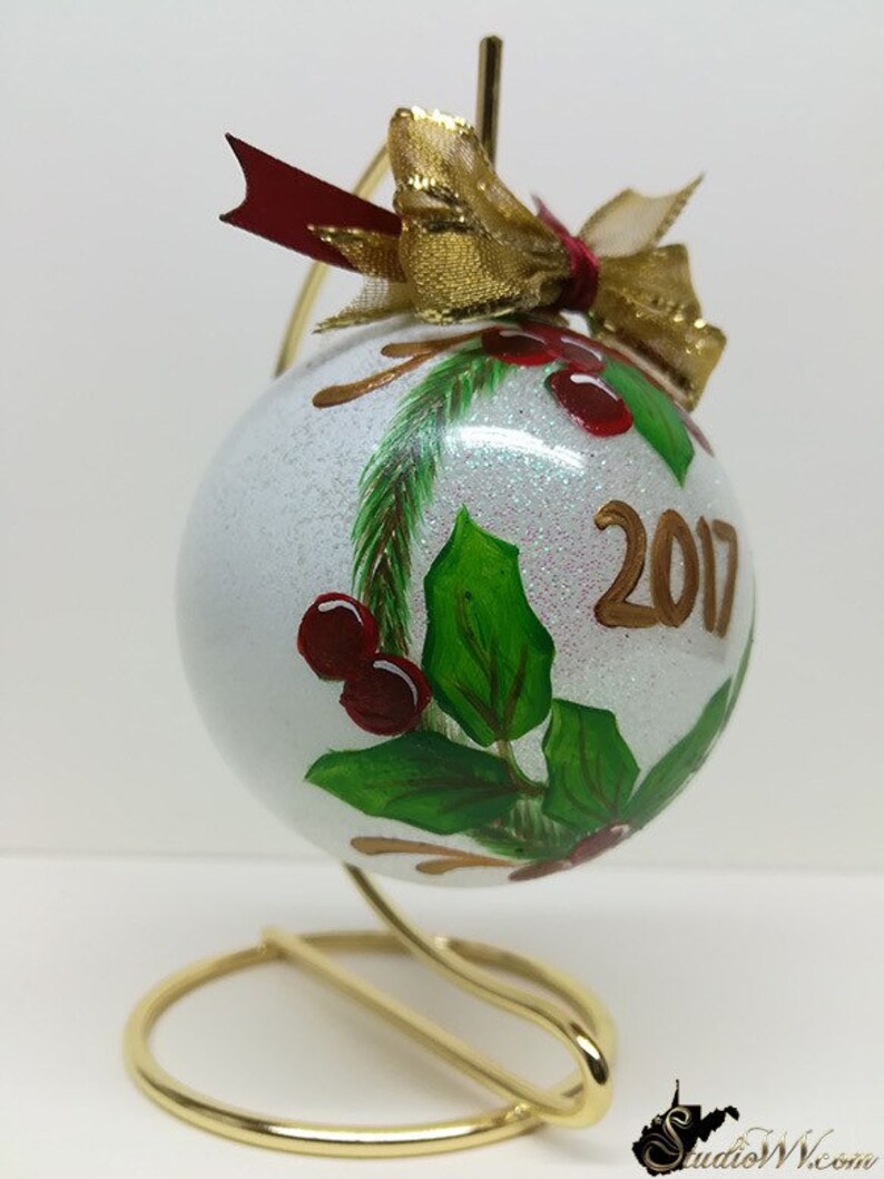 Ornament Hand Painted Ornaments Frosted Opal Holly Christmas Ornaments