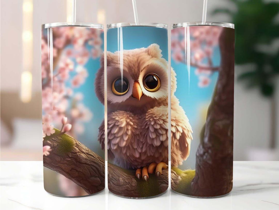 Cute Baby Owl 20 Oz Skinny Tumbler Sublimation Design Digital Download ...