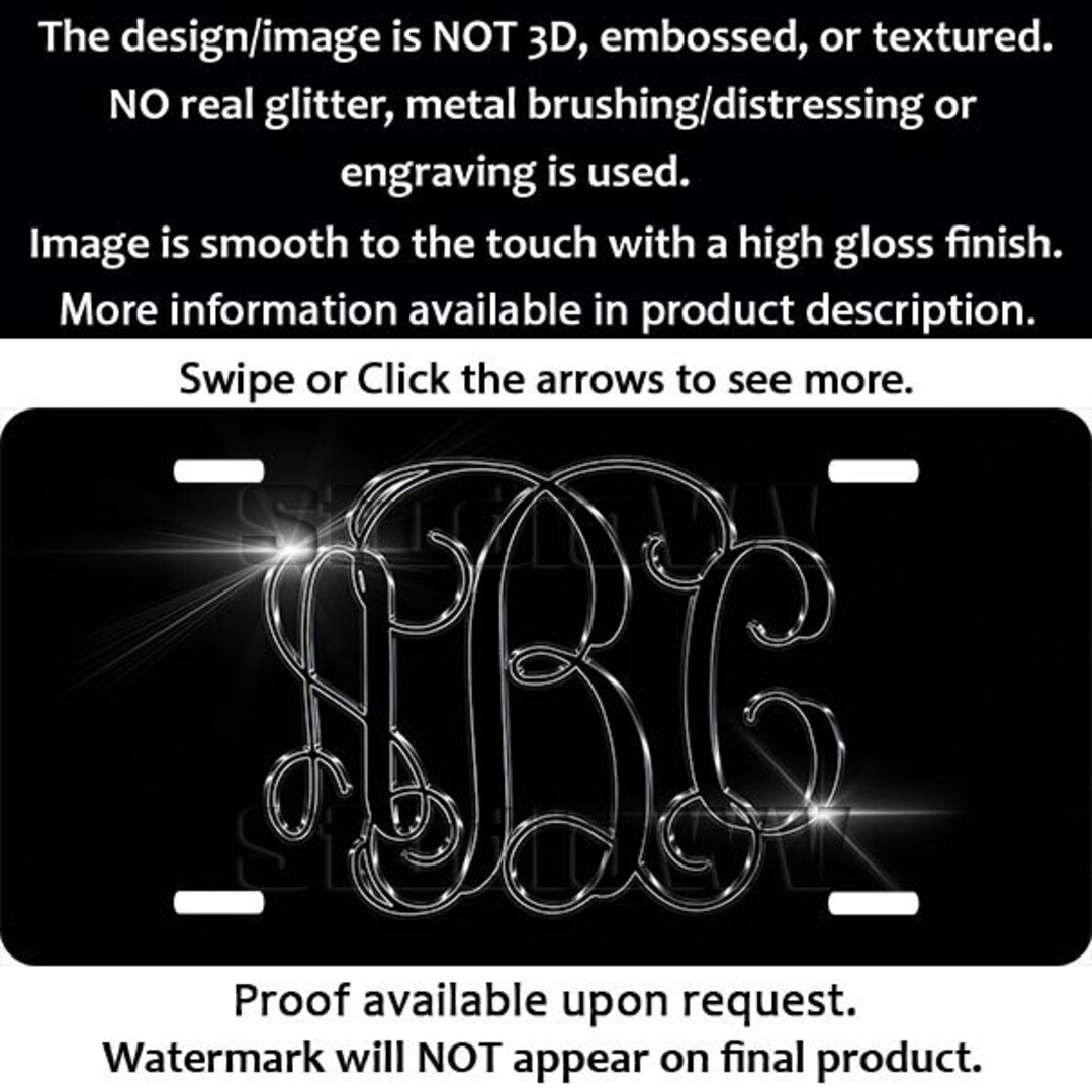 Standard Monogram - Your Text - Any Name - Custom License Plate ...