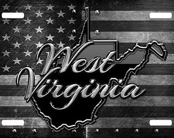 WV - West Virginia - Custom License Plate - Custom Car Tag - Riveted WV