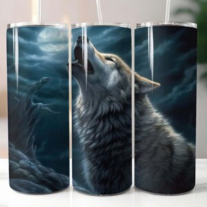 Gray Wolf 20 oz Skinny Tumbler Sublimation Design Digital Download PNG Instant, Wolf Tumbler