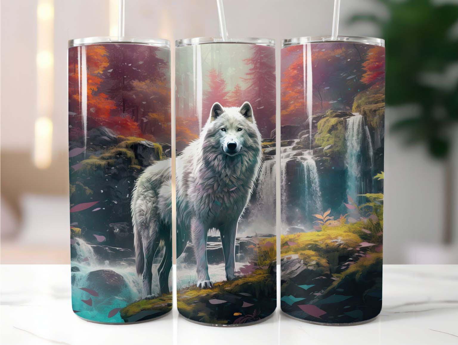 White Wolf 20 Oz Skinny Tumbler Sublimation Design Digital Download PNG ...