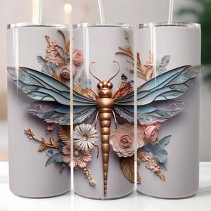 3D-Libelle 20 Unzen Skinny Tumbler Sublimation Design Digitaler Download PNG Instant, Libellenbecher