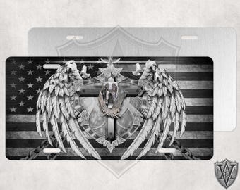 Custom License Plate - License Plate - Personalized- Thin Line - Kneeling Angel