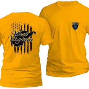 West Virginia Blue and Distressed Flag T-Shirt