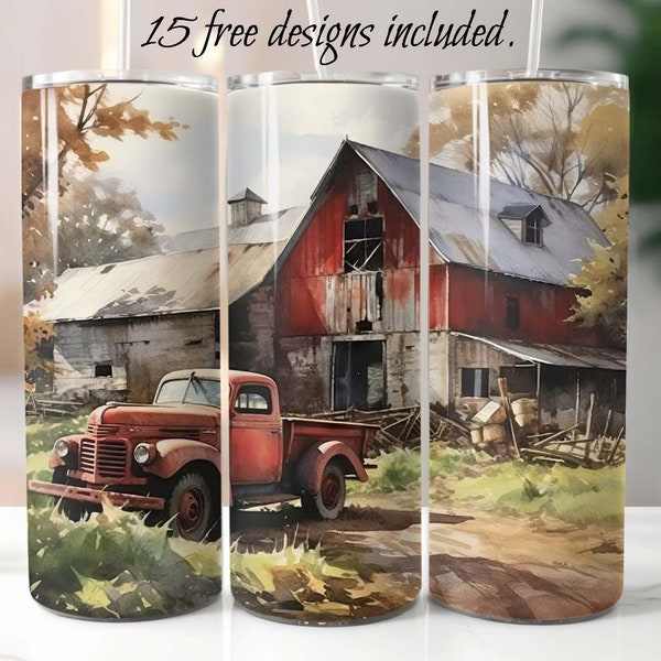 Old Barn 20 oz Skinny Tumbler Sublimation Design Digital Download PNG, Old Barn Tumbler