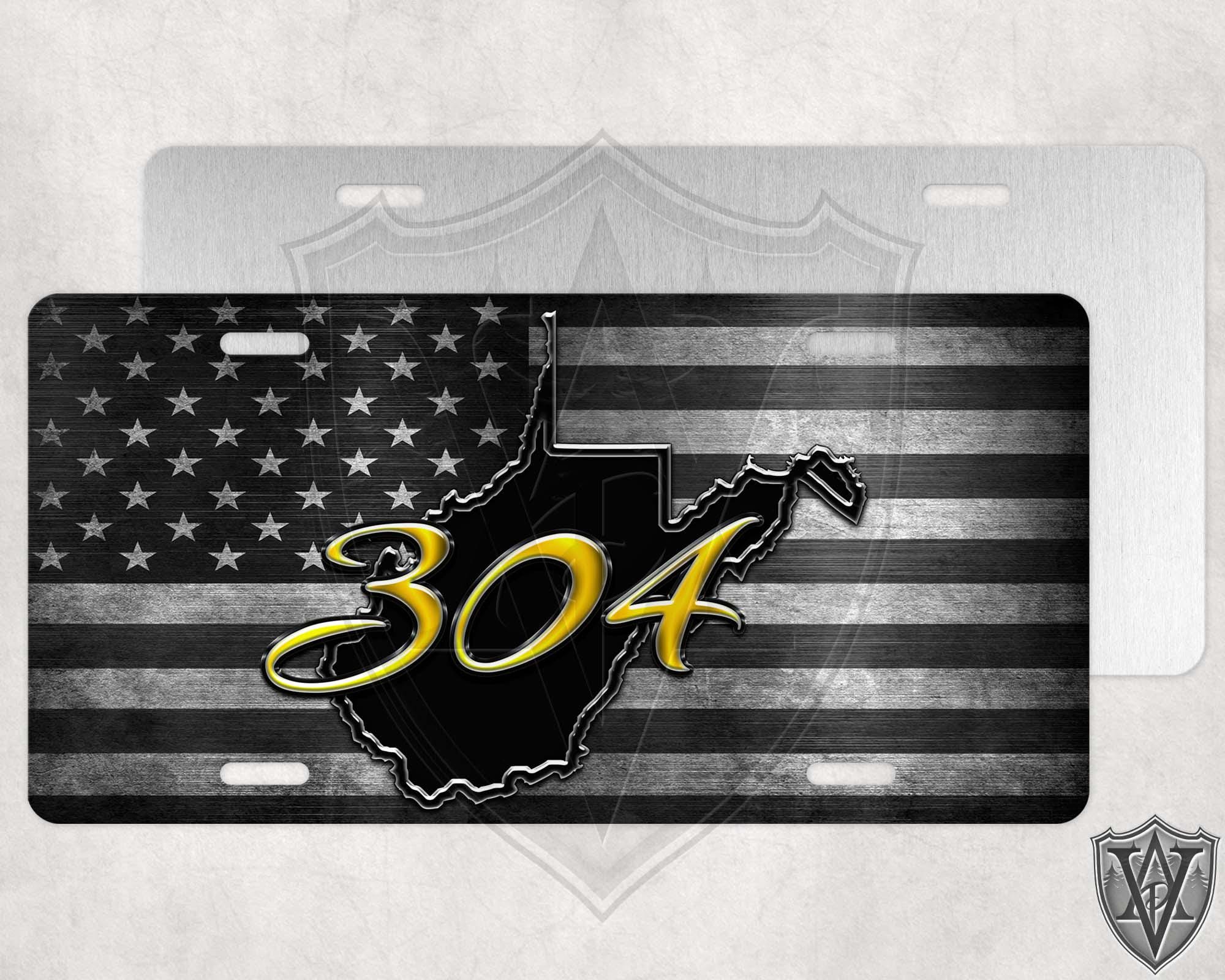 WV 304 - Custom License Plate - Gold 304 Thin Line