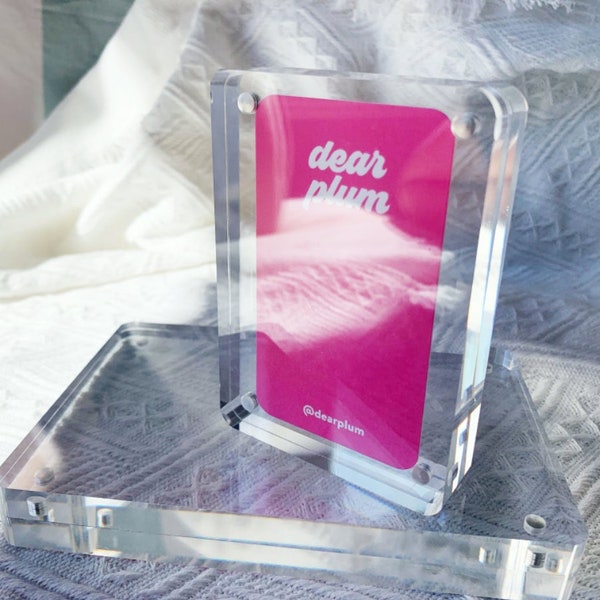 4 Sizes, Acrylic Clear Magnetic Photo Frame Block Stand, with Round Corners, Flyer Holder, Business Card Holder, Photo Frame, Crystal Clear