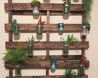 Wood Pallet Mason Jar Hanging Garden