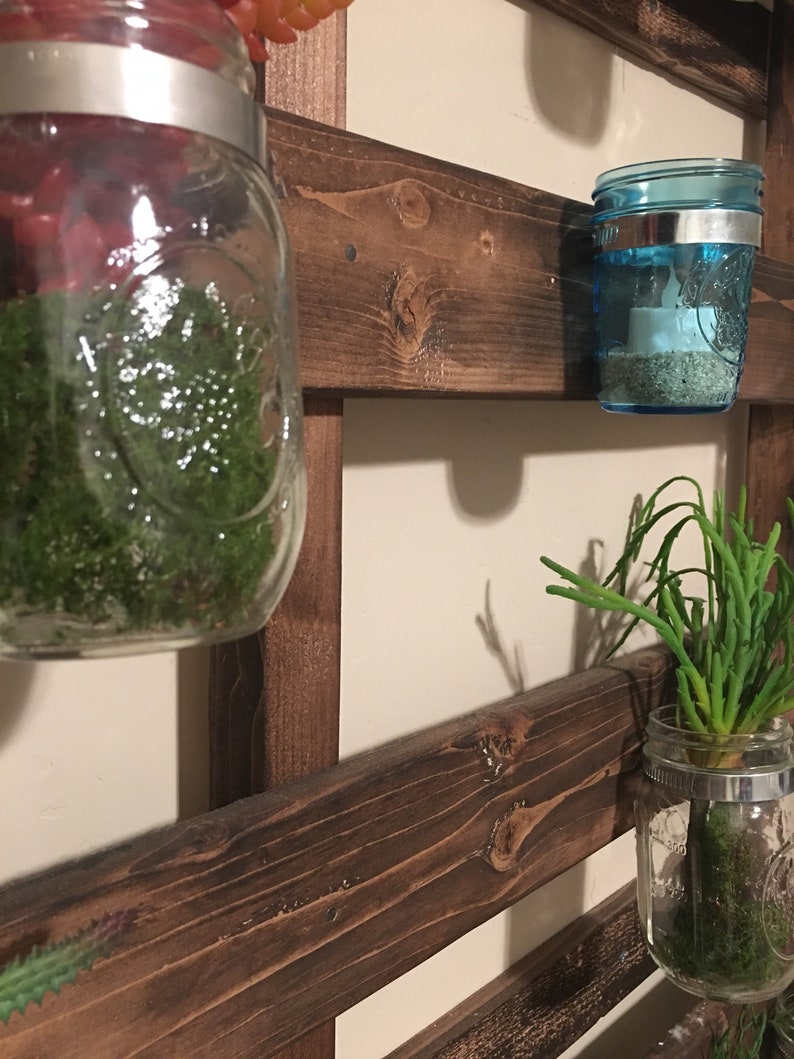 Wood Pallet Mason Jar Hanging Garden Etsy