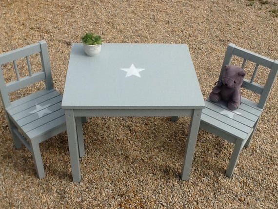 gray childrens table and chairs