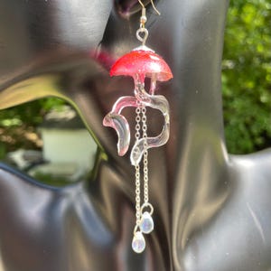 Handmade Purple Jellyfish Colorshifting Silver Earrings With Crystal Glass Accents