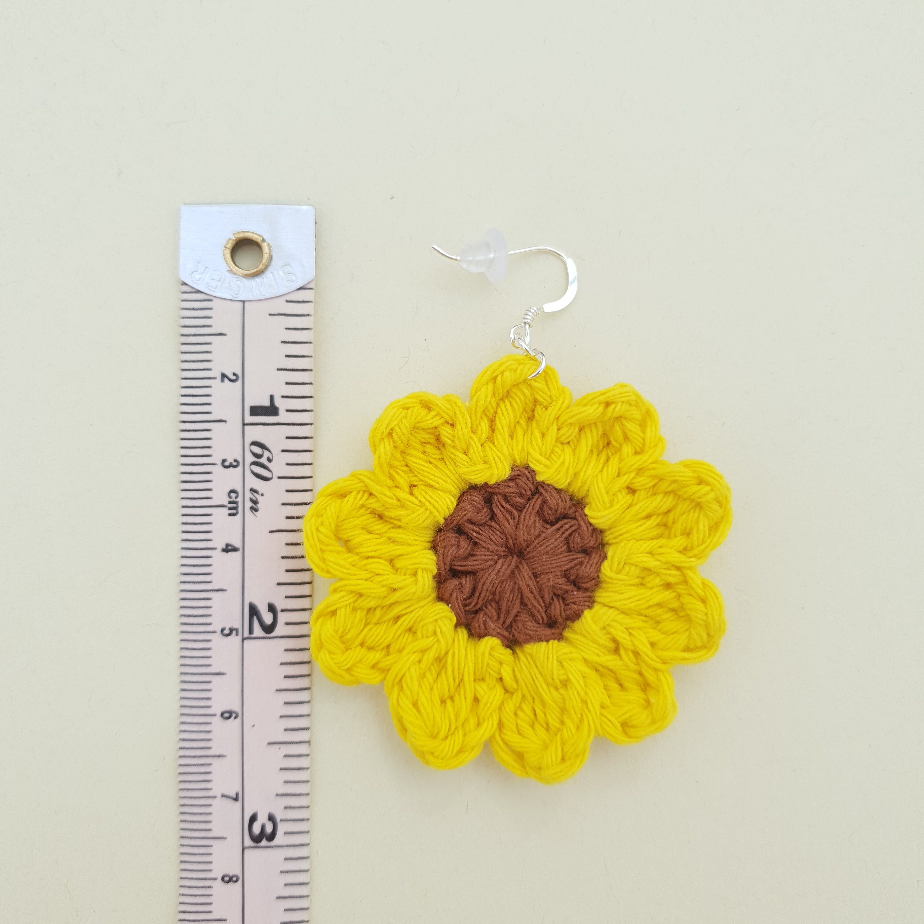 Handmade crochet sunflower earrings sterling silver and Etsy