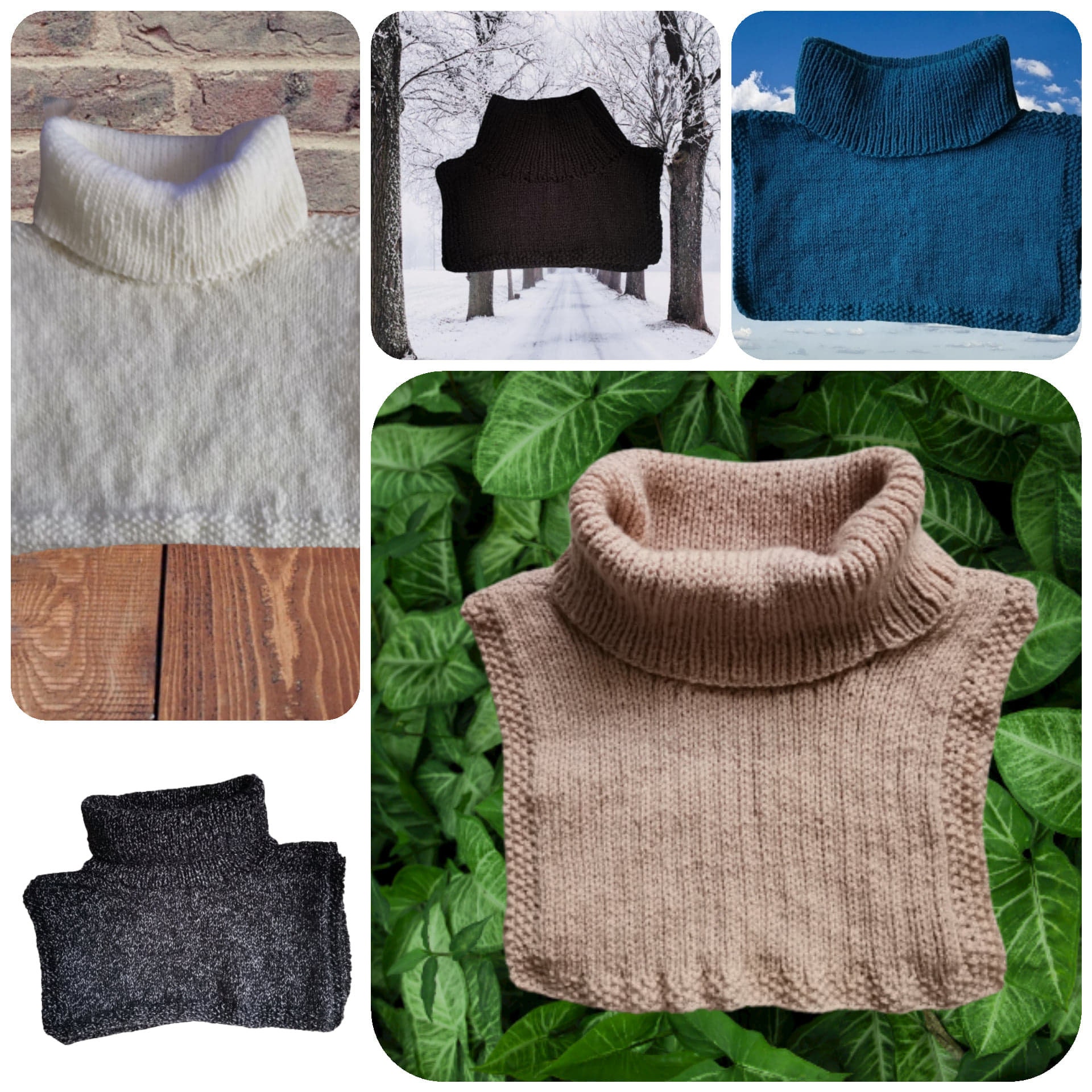 Snood, tour de cou , écharpe , col plastron , col , gris , beige brun ,  noir 50 % laine , tricot - Un grand marché