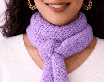 Women's Mini Hand-Knitted Scarf • Small Wool Neck Warmer • Short Scarf with Knot, Chic Neck Warmer, Gift Idea