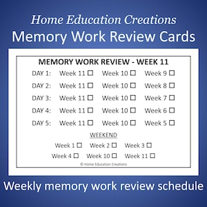 Memory Work Review Cards - CC Foundations - Homeschool Weekly Schedule (Digital Download) image 1