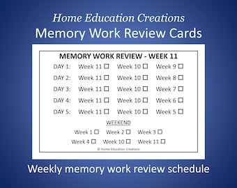 Memory Work Review Cards - CC Foundations - Homeschool Weekly Schedule (Digital Download)