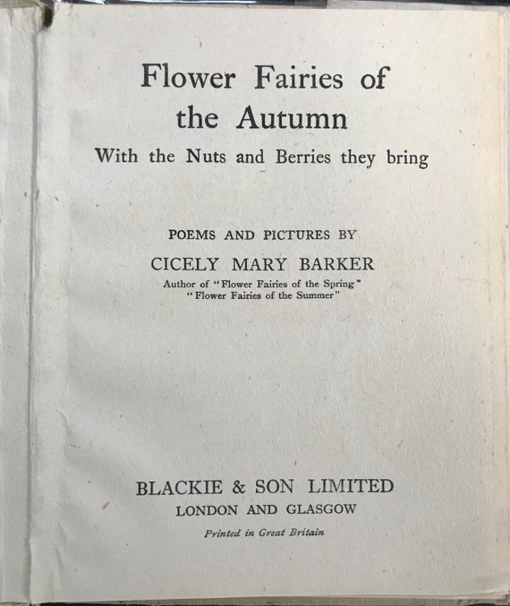 The Elderberry /& Robin/'s Pincushion Fairy Cicely Mary Barker Flower Fairies of the Autumn Vintage book page Nursery Decor