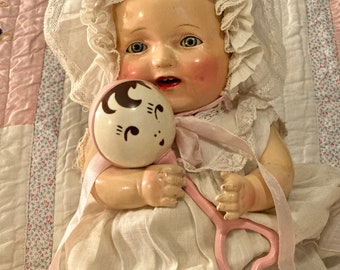 Fantastic Antique Composition Baby Doll American Character “Happy Tot” 16”