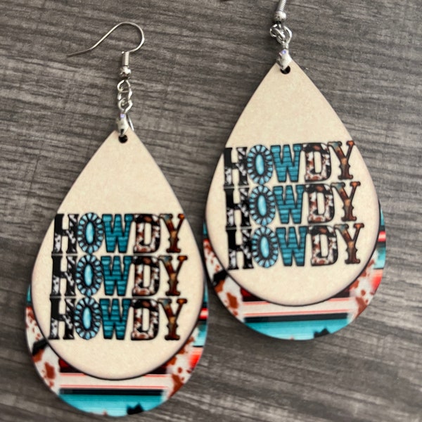 Howdy Western Style Teardrop Earrings