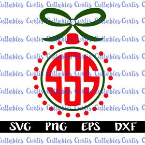 Ornament Monogram Frame | Monogram Frames SVG | Circle Monogram | Christmas Svg| Christmas Monogram| Cricut and Silhouette Cut Files