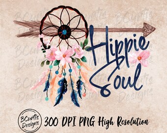 Hippie Soul PNG / Descarga de sublimación- Diseños de camisetas / Diseños retro / Diseños Png / Diseño hippie Png / Diseño boho / Retro png / Boho png