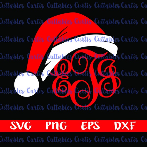 Santa Hat Monogram | Monogram Frame | Cricut File | Cameo File | Santa SVG | Digital Download