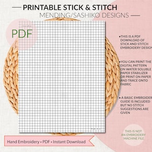 Sashiko Style Stick + Stitch, Visible Mending, PDF Stickerei, Stick + Stitch Jeansreparatur, Sashiko-Stickerei, PDF Digital Download