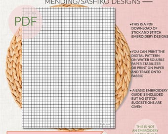 Sashiko Style Stick + Stitch, Visible Mending, PDF Stickerei, Stick + Stitch Jeansreparatur, Sashiko-Stickerei, PDF Digital Download