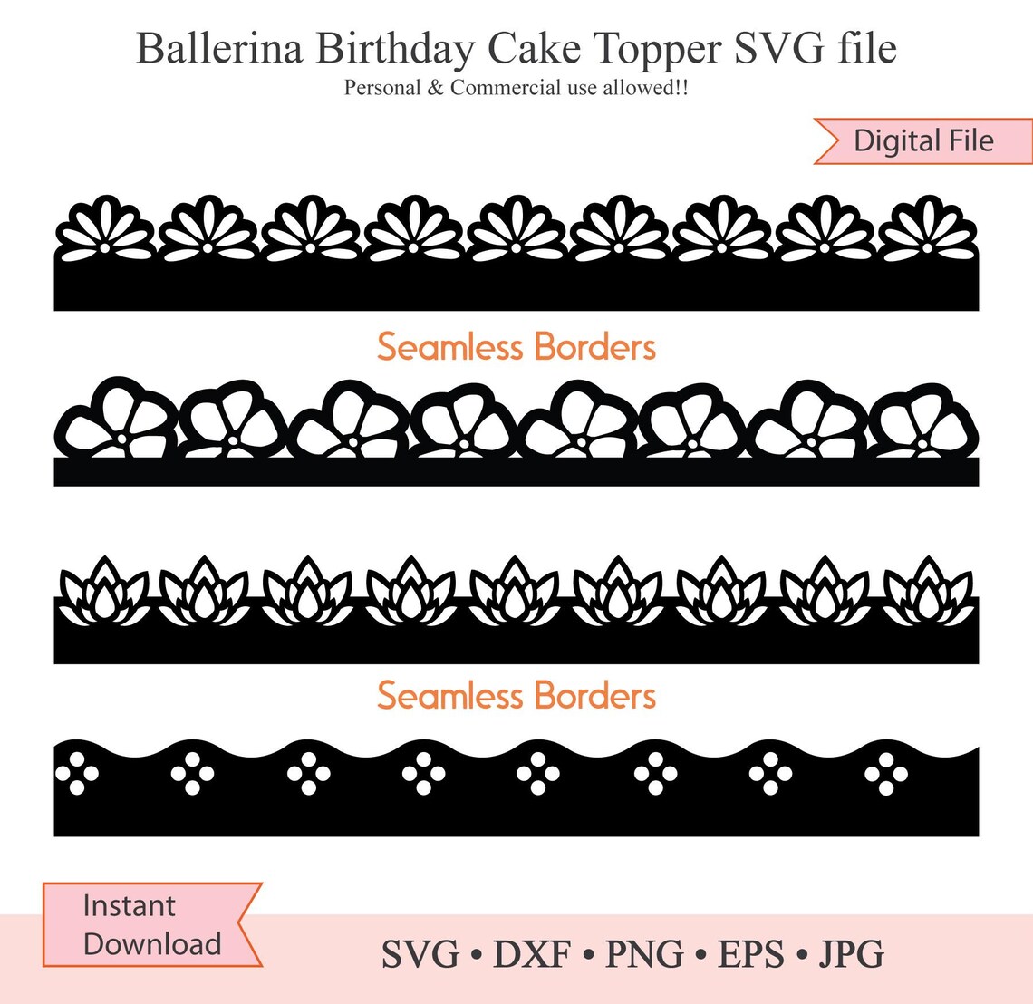 Border SVG, Flower Border, SVG Borders, Seamless Border SVG, Svg Bundle ...